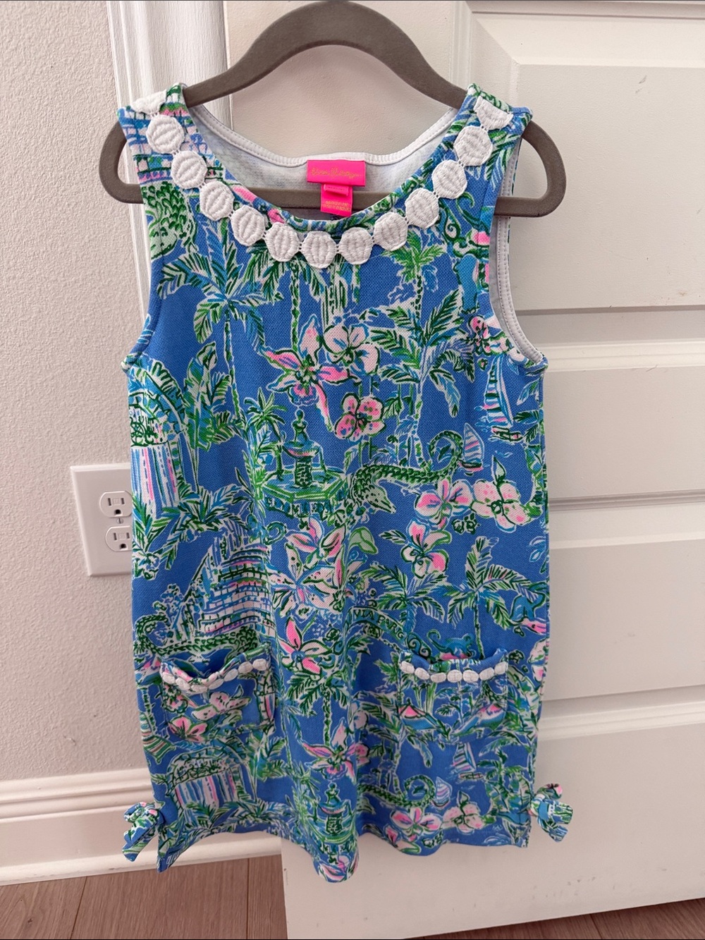 Lilly Pulitzer Blue Floral Embroidered Neckline Dress